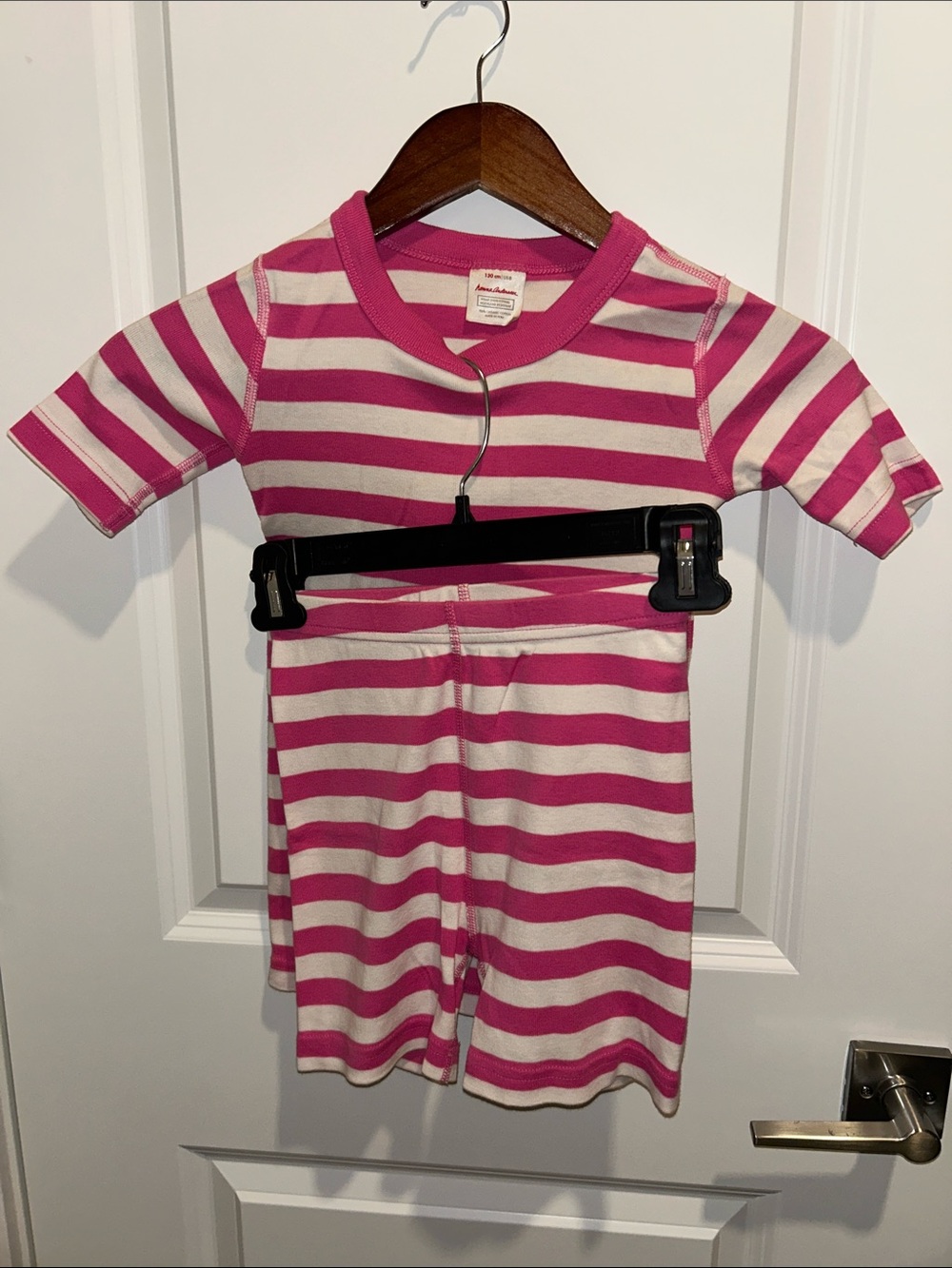 Hanna Andersson Pink & White Striped Short-Sleeve Cotton Pajama Set
